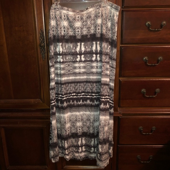 Brown and Cream Faux Wrap Maxi Skirt - Picture 2 of 5